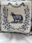 Aubusson Style Pair Of Needlepoint Pillows Sheep And Chicken