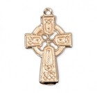 Gold Plated Sterling Silver Irish Celtic Cross Medal Pendant Necklace  18  Chain
