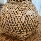 Vintage Japanese Bamboo Ikebana Basket 18    Tall Brown Tan Woven With Lid