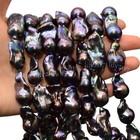 High Luster South Sea Genuine Natural Black Keshi Baroque Pearl Loose Beads 15  