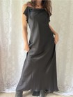 Vintage Y2k Cachet Black Satin Cowl Neck Ruffle Maxi Dress Size 8