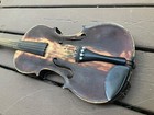 Rare Antique Violin With Wooden Coffin Case Restore Display Brass Tuners W bow