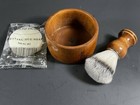 Men s Wood Soap Mug Bowl Beard Shaving Brush Shave Safety Razor 3pc Gift Set Usa