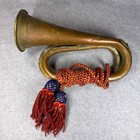 Copper Brass Bugle Horn With Dress Cord   Tassels Decorative Military Post Prop