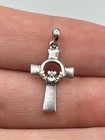 925 Sterling Silver Claddagh Celtic Cross Pendant - Religious Irish Jewelry