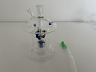 Mini Glass Collectible Hookah Water Pipe With Colored Accents And Hose