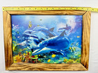 Framed Wall Art  3d Ocean Dolphin And Sea Turtle 15 75 In X 11 75 In Wood Frame