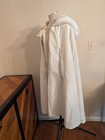 Vintage White Velvet Cape Midi Faux Fur Hood 90s Renn Faire Cloak Witch Os