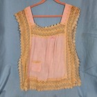 Vintage 1920s Pink Cotton Ecru Lace Art Deco Flapper Lingerie Chemise Open Drape