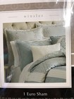 Winslet Euro Sham White Blue Embroidered 100  Cotton Flange