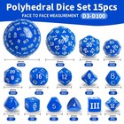 6 Sets Complete Polyhedral Dice Set D3-d100  15 Pcs  For Trpg Tabletop Games    