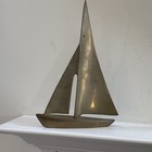 Vintage Solid Brass Sailboat Nautical Freestanding Decoration 13-1 2    Tall