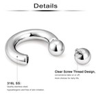 2pcs Pa Ring Horseshoe Circular Barbell 316l Surgical Steel Internally Thread   
