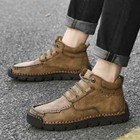 Men s Winter Leather Snow Boots Casual Keep Warm Outdoor Hiking Walking Shoes