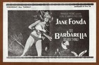 Barbarella Handbill  Theater Flyer Advertisement  1968 Jane Fonda  Vintage retro