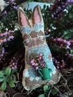 Finished Cross Stitching W Housewives Penelope Spring Bunny Watering Can Flowers