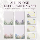 Elegant Floral Stationary Set Letter And Envelopes With 4 Unique Designs  Line
