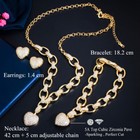 Gold Plated Heart Necklace Bracelet Earrings Women Cubic Zircon Jewelry Set Gift