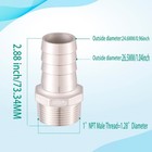 304 Stainless Steel 1  Hose Barb X 1  Npt Male Thread   lead-free   for Connectin   