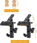 Photography Reflector Holder For Light Stand  2 Pack   Heavy Duty Metal Clamp   