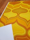 Awesome Rare Vintage Mid Century Retro 70s Golden Yel Tan Drops Fabric  Look 