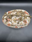 Vintage Castilian  Decorative Bowl Centerpiece Egg Shape Brass Handle Large