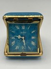 Vtg Seth Thomas Blue Travel Alarm Clock With Roman Numeral