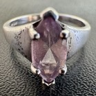 Vintage 925 Sterling Silver Purple Marquise Stone Solitaire Ring Size 5