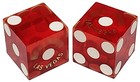 Authentic Las Vegas Casino Craps Dice Pair Red Polished Finish   Storage Pouch