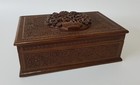 Antique Anglo Indian Finely Carved Wooden Box - High Relief Carved Medallion