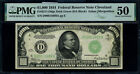 Fr  2211-ddgs  1000 1934 Federal Reserve Note Cleveland D-a Block Dgs Pmg Au50