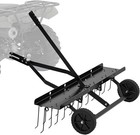 Garvee 40 Inch Wheeled Lawn Rake Alloy Steel Dethatcher With 20 Tines For Leaves