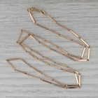 Vintage Watch Chain Style Bar Link Necklace 14k Yellow Gold 1 2mm 24  Long Chain