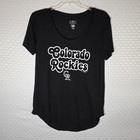 Colorado Rockies Womens Black Graphic T-shirt Scoop Neck Curved Hem Small