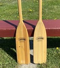 Great Set Wooden Paddles 59  Long Pair Oars Boat W  Labels