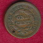 1853 Braided Hair Large Cent     Circulated - Holed   Free Shipping  