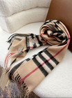 Bby Classic Beige Checkered Cashmere Scarf With Embroidered Logo