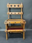Antique Arts   Crafts Metamorphic Library Steps Gothic Chair Step Stool Rs24