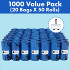 1000 Dog Poop Waste Bags With Dispenser And Leash Tie  9  X 13   Blue  1000 Coun