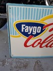 C 1950s Original Vintage Faygo Cola Sign Metal Embossed Refresh-ability Coke 