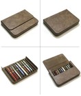Leather 3 6 12 Slots Pen Case Hard Fountain Pen Holder Collector Display Box
