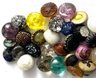 Lot Of 48 Diminutive Glass Buttons Various Patterns material   Shapes  1224