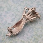 Vintage Miniature Art Deco Rhinestone Hand With Ring Silver Tone Pin Brooch