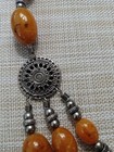 Vintage Tibet nepal Chunky Orange Resin  Faux-amber Bead Necklace