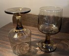 Libbey 1970 Tawny Accent Pedestal Wine Glass Set  2 