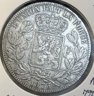 1873 Belgium Silver Five 5 Francs Position A Extra Fine Xf Condition Coin