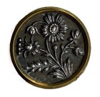 Antique Victorian Sunflower Design Brass Floral Picture Shank Buttons Lot 4x
