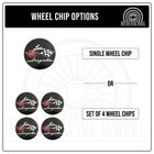 Impala Chrome   Black Metal Wire Wheel Chip Emblems  Size 2 25   Set Or Single