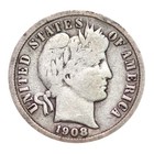 90  Silver Barber Dimes  5 Face  roll Of 50  Circulated