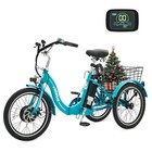 Viribus 20 In  Folding Electric Trike Tricycle For Adults 350w Removable Battery